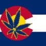 Colorado state flag with marijuana motif