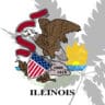 Illinois state flag with the shadow of a marijuana leaf