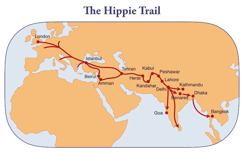 Hippie Trail map illustration